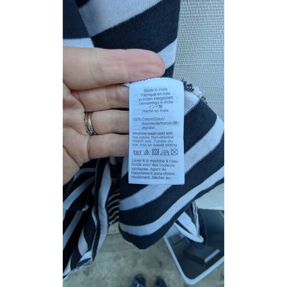 J Crew Women's Nautical Striped Jersey Knit Maxi Dress Sz M Coastal Hi Low - Picture 6 of 7